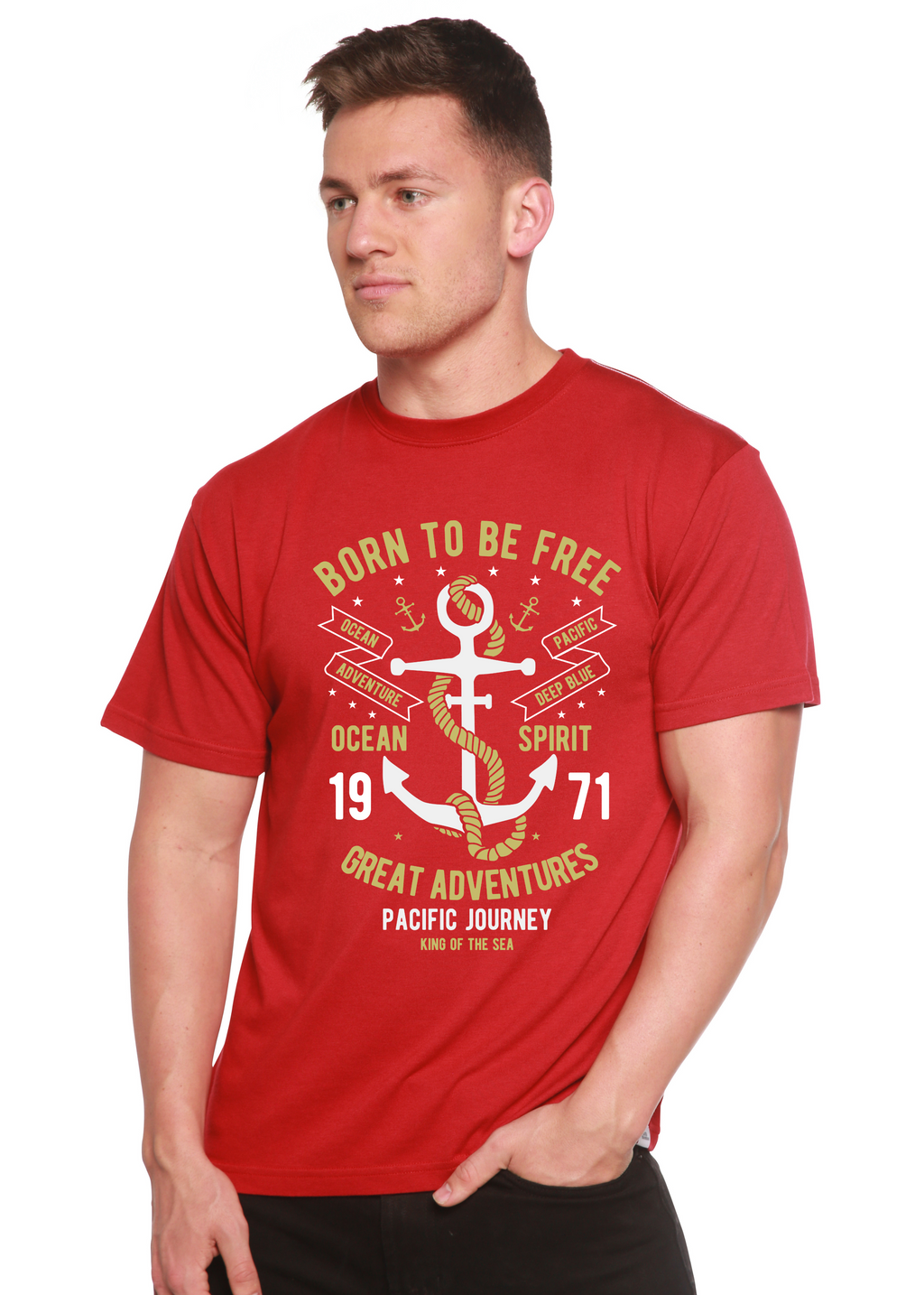 Born To Be Free Men's Bamboo Viscose/Organic Cotton Short Sleeve Graphic T-Shirt