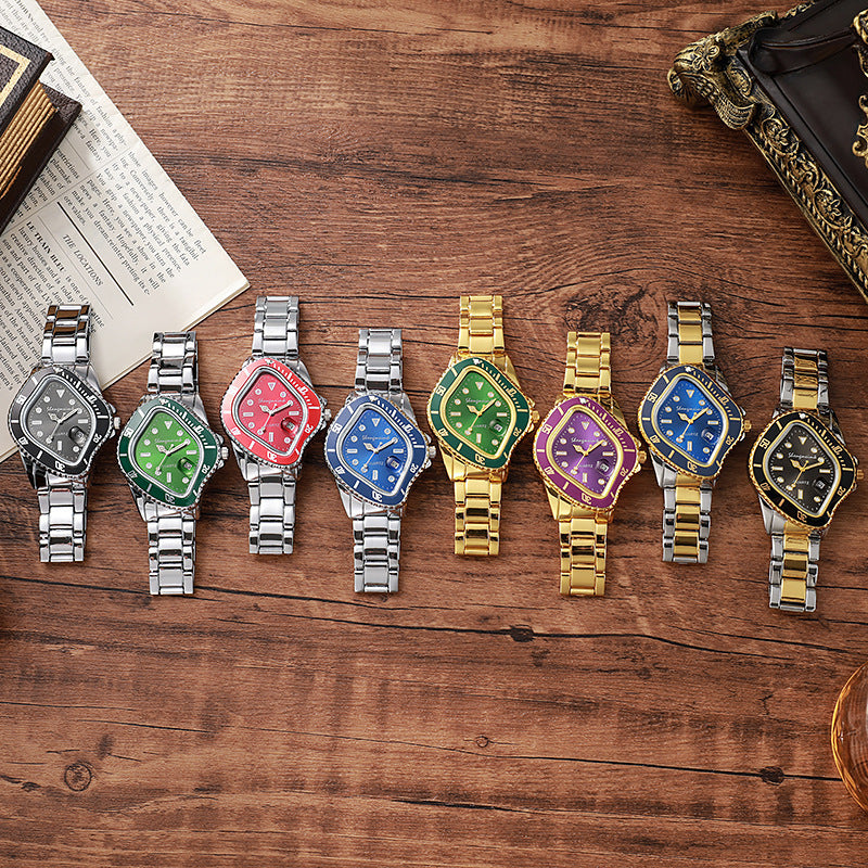 Twisted Submariner Set Alloy Steel Band Waterproof Casual Watch