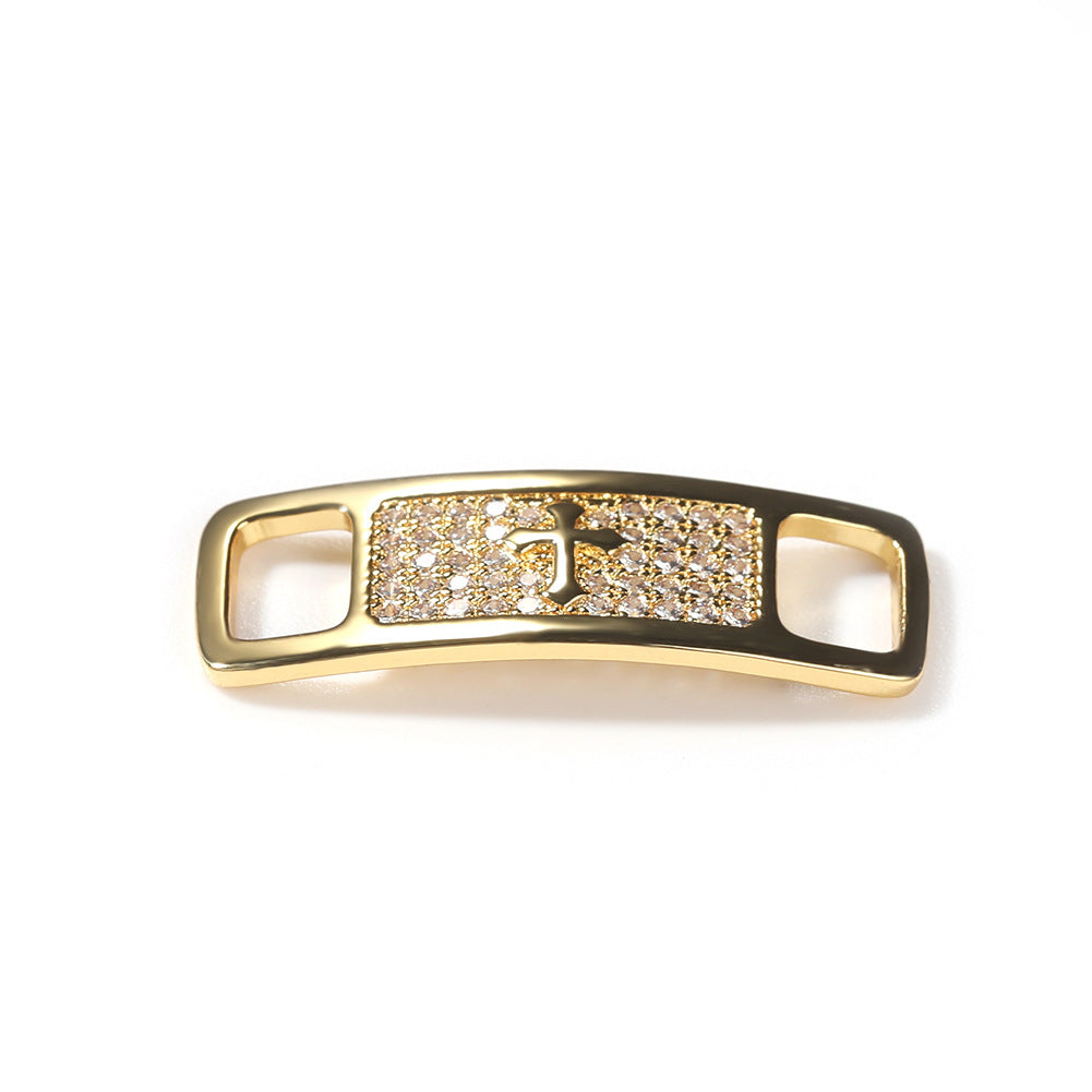 Hip-hop zircon cross smiling face broken heart shoe buckle