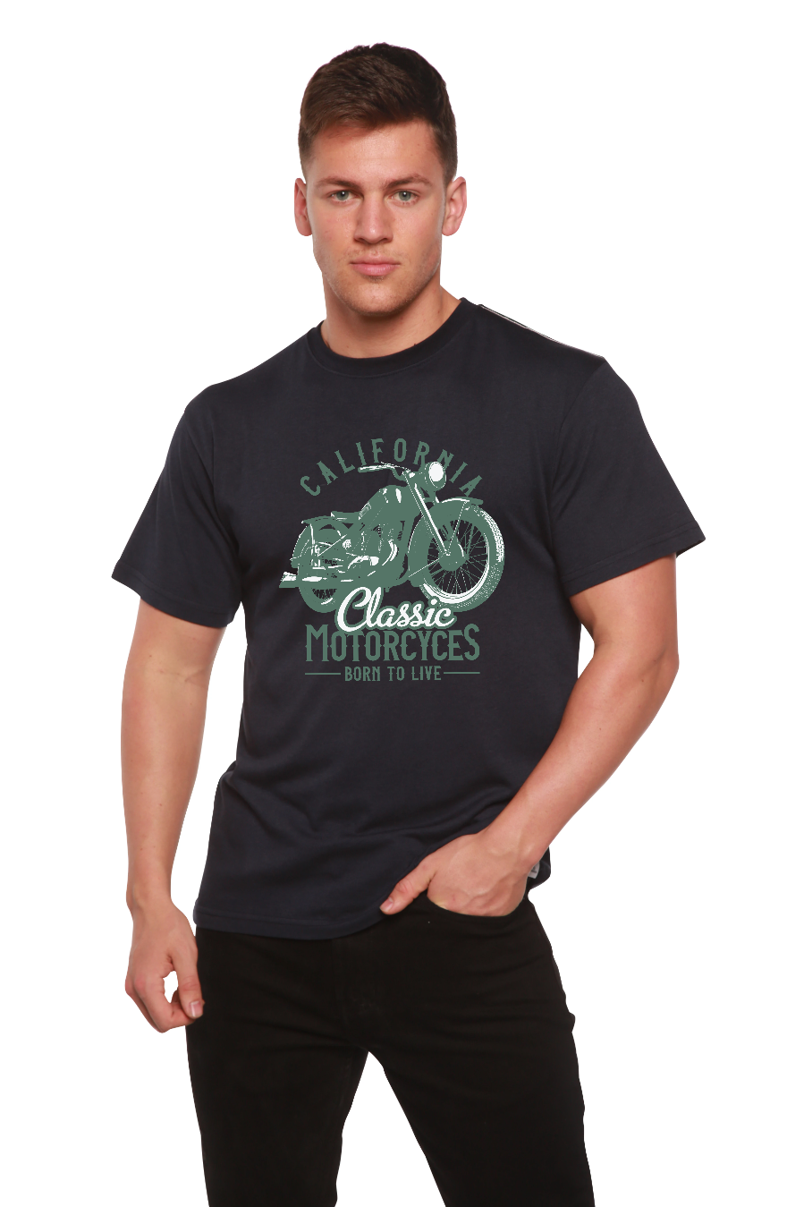 Classic Motorcycles Men's Bamboo Viscose/Organic Cotton Short Sleeve Graphic T-Shirt