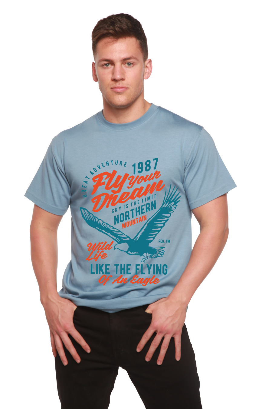 Fly Your Dream Men's Bamboo Viscose/Organic Cotton Short Sleeve Graphic T-Shirt
