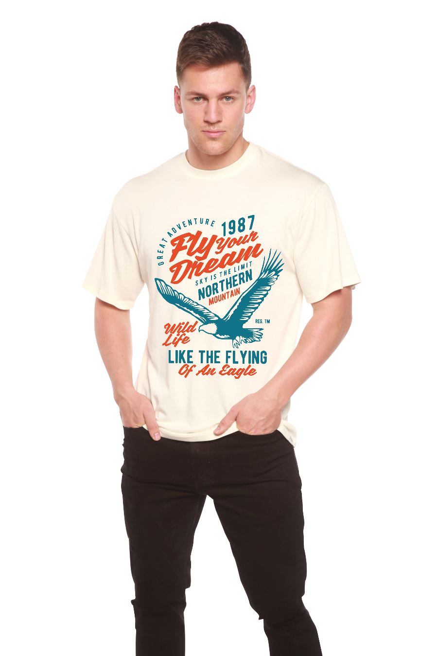 Fly Your Dream Men's Bamboo Viscose/Organic Cotton Short Sleeve Graphic T-Shirt