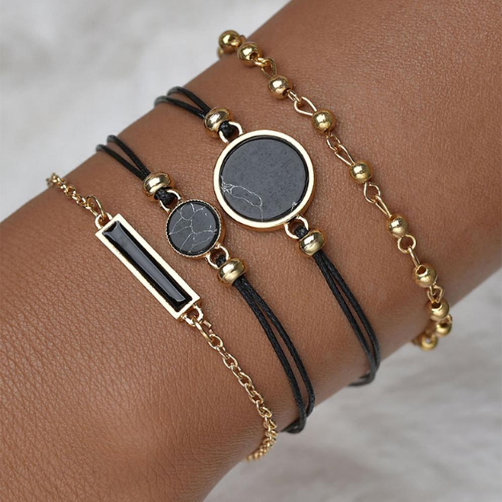 5pcs Set-Top Style Fashion Women's Luxury Leather Band Analog Quartz Wristwatch Ladies Watch